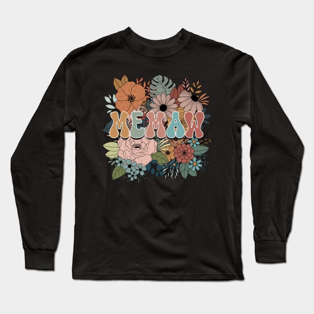 Retro Floral Memaw Gifts for Mother's Day Long Sleeve T-Shirt by ttao4164